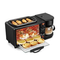 懒人早餐机多功能四合一网红款家用小型三明治早餐烤面包机多士炉(黑色三合一无上盖)