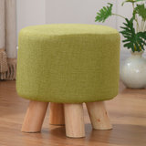 家逸 换鞋凳创意时尚圆凳实木矮凳布艺凳子沙发凳简约板凳小凳子(四腿圆凳绿色)