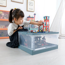 叮叮会家用收纳箱儿童玩具整理乐高箱可折叠带滚轮收纳(蓝色 一个装)