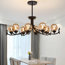 新款现代简约轻奢北欧吊灯客厅魔豆吊灯创意个性鹿头灯卧室餐厅灯(158-4＋4（琥珀色灯罩）)