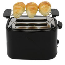 出口品质烤面包机家用三明治机早餐机双面吐司机小型全自动多士炉(黑色+外置烤架（送三件套）)
