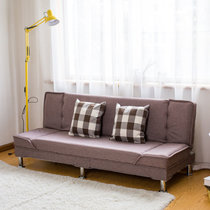 小户型布艺沙发简易客厅可折叠沙发单人双人三人沙发出租房沙发床(双人座长度1.2米：带2个抱枕 深咖啡色-棉麻)