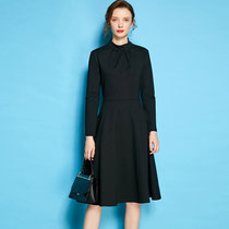 设计感中长小黑裙法式气质赫本礼服2021春秋新款打底裙黑色连衣裙(黑色 XL)