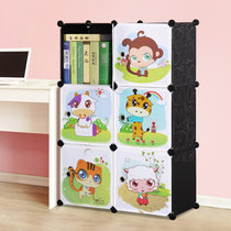 索尔诺 卡通书柜儿童书架自由组合玩具收纳柜简易储物置物架柜子(A6206黑色 双排三排书柜)