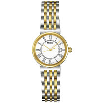 美度（MIDO）手表女士手表 都瑞系列时尚超薄女表(金壳白面间金钢带)