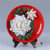 中国龙瓷 商务礼品*工艺品瓷器办公客厅家居装饰品摆件 8寸实心红盘白牡丹