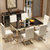 银卧现代简约餐桌椅组合 小户型饭桌家用长方形餐桌不锈钢后现代餐桌(白色 1.6米一桌六椅)