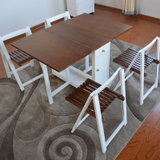 木巴北欧实木餐桌椅组合 现代简约伸缩折叠 小户型长方形饭桌(白+棕餐桌 CZ179+YZ368 默认)