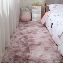 北欧ins地毯客厅茶几卧室少女满铺可爱网红床边地毯垫子地垫毛毯(长毛粉紫色（扎染）)