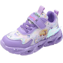 亮灯女童鞋春秋季新款网面发光儿童运动鞋小女孩爱莎冰雪奇缘鞋子(35 紫色)