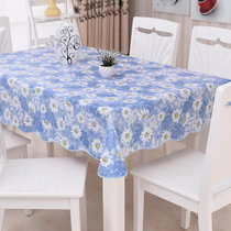 桌布防水PVC防烫防油免洗餐桌桌布圆桌台布长方形茶几布(蓝色 尺寸106*152CM)