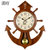 汉时（Hense） 欧式创意船舵实木挂钟客厅复古装饰静音时钟HP39(棕色大号-日本丽声机芯)第3张高清大图
