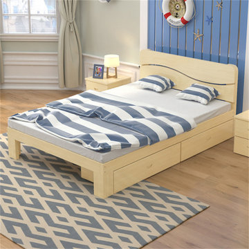 包邮实木单人床1米12m松木双人床15m大床18米简易木床可定制床