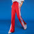 七格格 2017春装新款 侧拉链织带拼接宽松运动裤休闲长裤 女M128(红色 S)