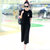 邑概念 时尚套装女夏季2017新款韩版休闲女装七分阔腿裤显瘦短袖两件套潮(黑色 XL)