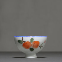 手绘柿子 陶瓷红茶泡耐热玻璃泡茶器内胆过滤茶壶冲茶器(手绘柿子茶杯)