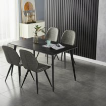 TIMI现代简约岩板餐桌椅组合(黑金色 1.2米直边款一桌四椅（椅子颜色备注）)