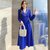 MISS LISA法式复古红色针织大摆长裙子女装御姐温柔风连衣裙C357(蓝色 L)