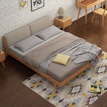 恒兴达 白橡木全实木床北欧日式床白橡木软靠双人床卧室家具实木床(1.5*2米原木色 单床)