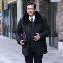 冬季新款男士羽绒棉服中长款连帽大毛领大衣加厚保暖中老年户外套  XZLZ13668(XZLZ13668-黑色 3XL)