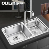 欧琳(OULIN)304加厚不锈钢水槽OL2206双槽套餐含OL8033精铜龙头