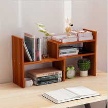 哈骆顿   电脑桌上书架创意桌面伸缩小置物架简易书柜办公桌收纳架(红胡桃木)