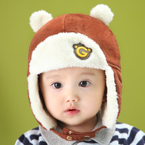 秋冬婴儿套头帽宝宝帽子加绒雷锋帽1-2岁儿童男童女保暖6-12个月(咖啡)