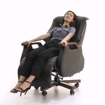 真皮老板椅子家用商务办公椅可躺升降电脑椅实木旋转椅座椅大班椅(默认 棕色牛皮)