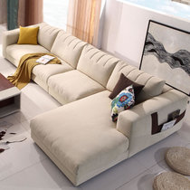 兰瑞蒂 北欧布沙发 现代时尚客厅家具 可拆洗羽绒储物布沙发组合(单人+三人+右贵妃)
