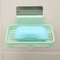肥皂盒壁挂香皂盒沥水卫生间香皂架肥皂架免打孔浴室肥皂盒置物架(北欧绿- 3个装)