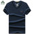 2017夏装新款战地吉普AFSJEEP纯棉弹力短袖T恤衫1725 V领男士polo(蓝色)