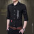 洲玛仕 2018新款休闲男式衬衫 个性字母韩版修身型衬衣(18017黑色 XXL)