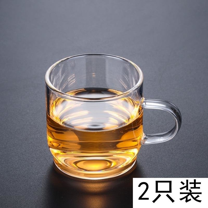 耐热玻璃茶杯小杯子带把加厚品茗杯家用双层杯茶碗主人杯功夫茶具kb6