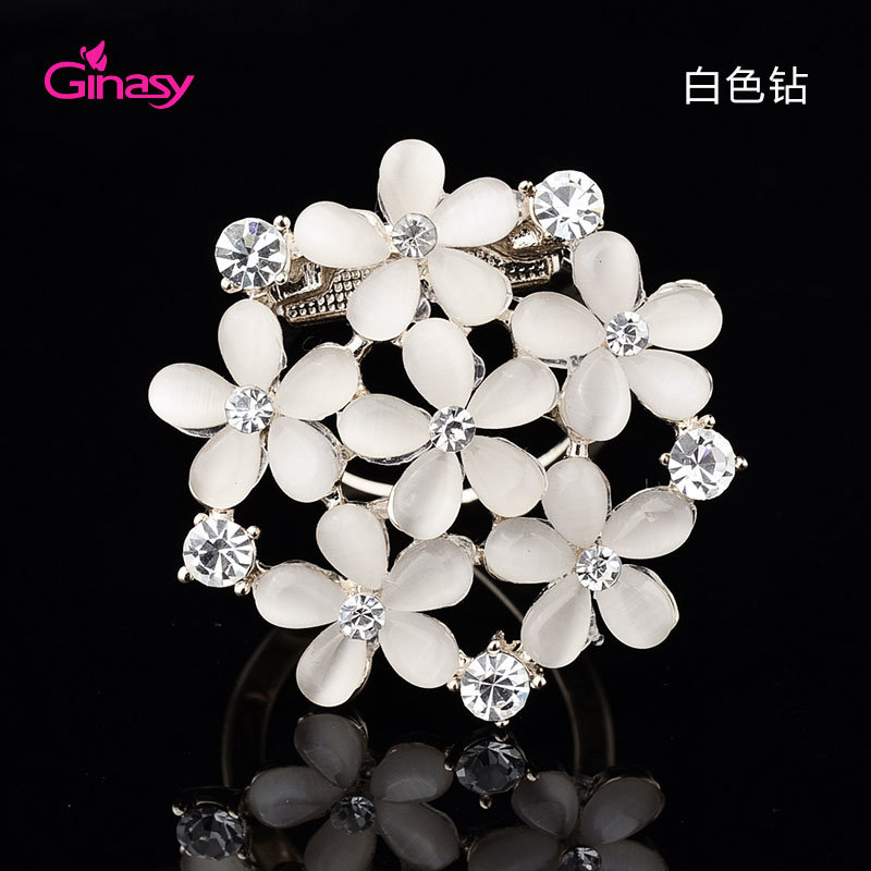 ginasy精致胸针胸花毛衣水晶白钻披肩扣别针两用西装饰品白色钻
