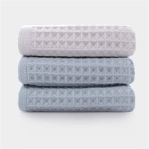 图强蜂窝童巾t2380-灰色1条+绿2条 轻薄便携柔软吸水