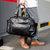 旅行包男士手提包短途出差行李包大容量旅游袋潮单肩斜挎皮健身包(黑色 44*14*31cm)