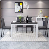 A家家具 时尚拼色餐桌椅组合现代简约钢化玻璃黑白餐厅家具一桌四椅一桌六椅黑白拼色(两把餐椅)