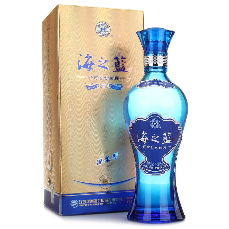 洋河52度天之蓝绵柔型白酒480ml 新老包装随机发放