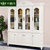 卡富丹 书房家具白色田美式木书柜雕花书架自由组合玻璃门书橱801