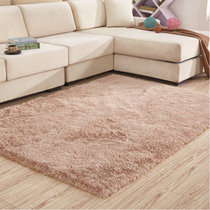 现代简约丝毛加厚地毯卧室客厅茶几床边毯(1米x2米)(丝毛浅驼色 1米x2米)