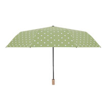 爱必浓三折木柄圆点晴雨伞绿色三折伞 高效防水 强效防风