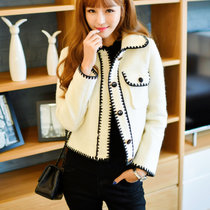 Mistletoe韩版秋冬季时尚女装新款小香风短款毛呢外套(白色 XL)