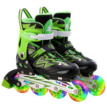美洲狮（COUGAR）溜冰鞋可调儿童成年成人直排轮滑鞋835L男女旱冰鞋(黑绿（八轮全闪光） L码38-41码可调)