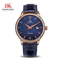 上海（SHANGHAI）手表 男全自动机械表809时尚皮带实用单历男士休闲腕表(粉色)