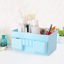 乾越 化妆品收纳盒办公室梳妆台桌面收纳护肤品整理盒 单个装(蓝色 1)