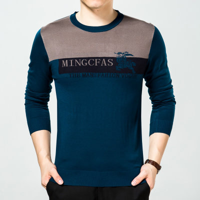 【秋装新品中年男士长袖T恤圆领针织衫男装商