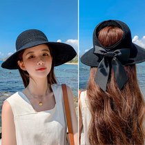 SUNTEK太阳帽女夏季2021新款草帽空顶帽子沙滩凉帽遮阳帽防紫外线防晒帽(收藏加购优先发货 13款黑色-C)