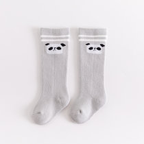 冬季新品加厚保暖毛圈袜长筒双杠卡通儿童袜子a类婴儿厚袜子(灰色熊猫 S码)