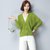 娇维安 秋季韩版女装针织衫 时尚镂空短外套 宽松蝙蝠袖针织开衫女(绿色 均码)