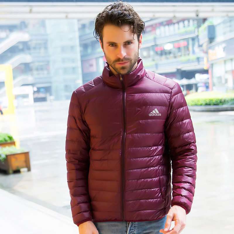 adidas阿迪达斯鸭绒运动羽绒服男冬季保暖外套轻薄款棉衣p1301101酒
